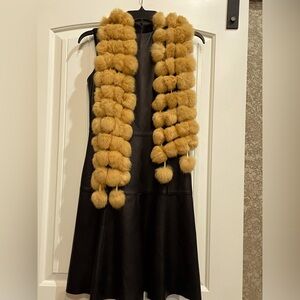 Rabbit fur hand sewn neck scarf 60”